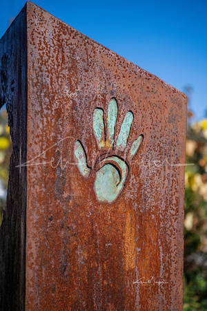 Handprint on Steel Sculpture