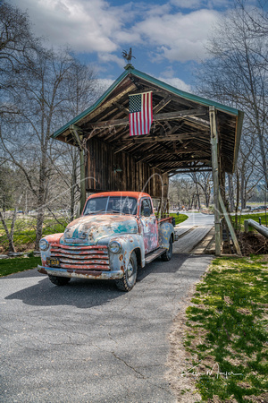 Don's Truck in Front of the Covered Bridge