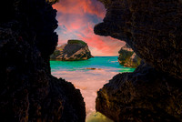 Beach Cave in Bermuda at sunset