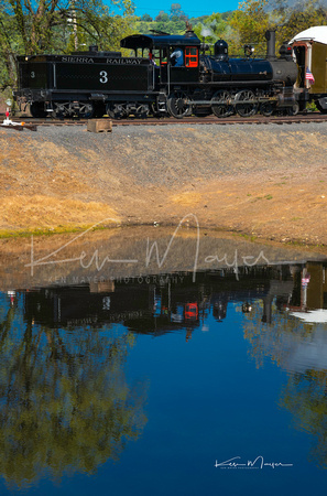 Old Number3 Steam Engine Reflecting in Pond
