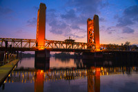 Bridge Over Sacramento River at Sunset, Old Sacramento