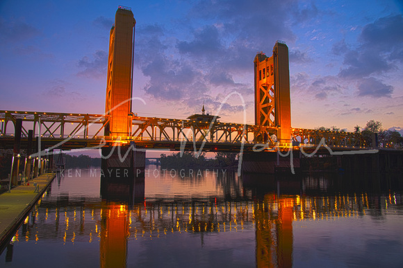 Bridge Over Sacramento River at Sunset, Old Sacramento
