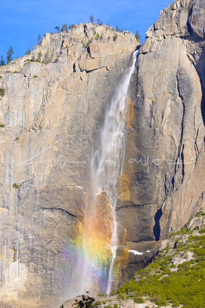 Yosemite Falls in Morning with Rainbow